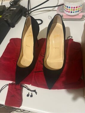 Christian Louboutin Black Suede Pointed-Toe Stilettos